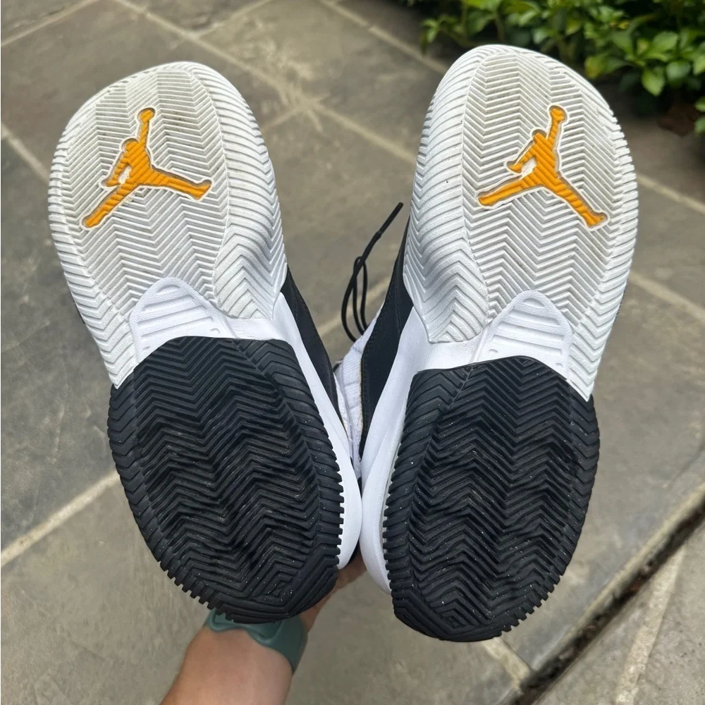 Jordan Stay Loyal Kids' Black, White, and Yellow Sneakers, Size 6.5Y